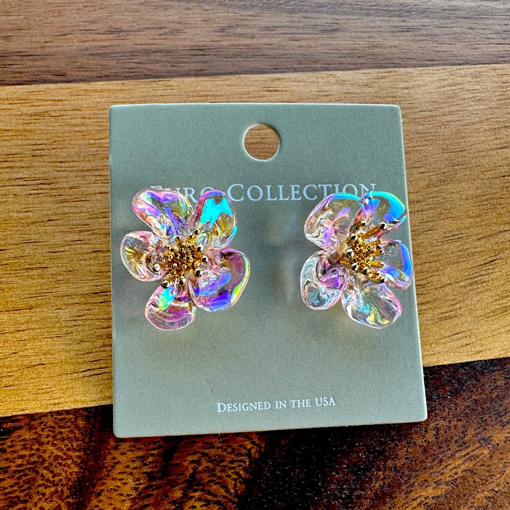 Iridescent Flower Stud Earrings